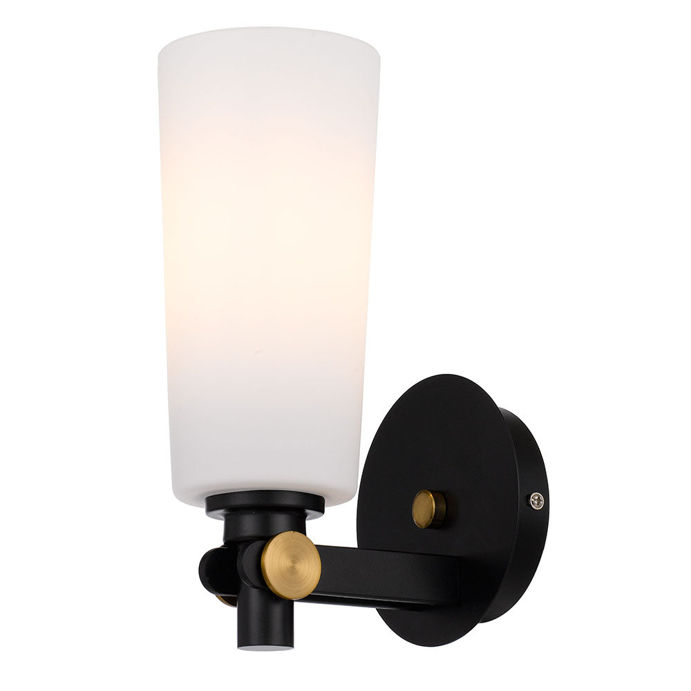 Buy Wall Sconce Australia Delmar 1 Light Wall Light Black / Opal Matt - DELMAR WB-BKOM