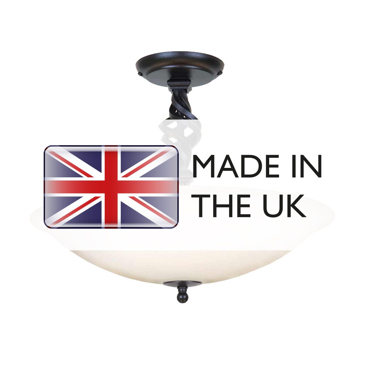 Pembroke 3 Light Semi Flush Mount Light Black - PB-SF-A-BLACK