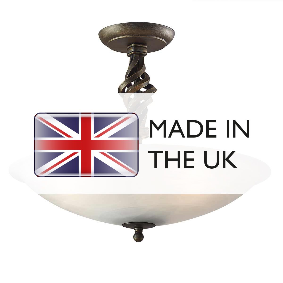 Pembroke 3 Light Semi Flush Mount Light Black & Gold - PB-SF-A-BLK-GOLD