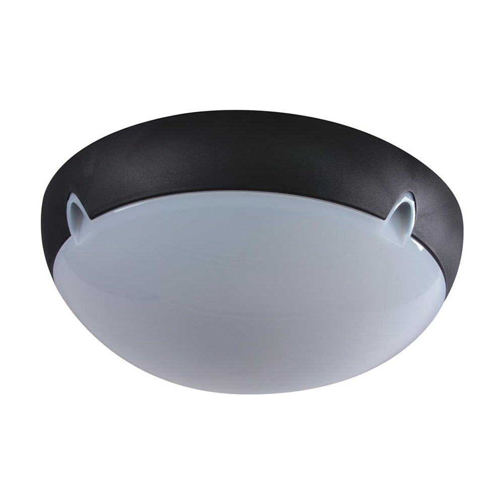 Polydome Outdoor Close To Ceiling Light W340mm Black Polycarbonate - 18639