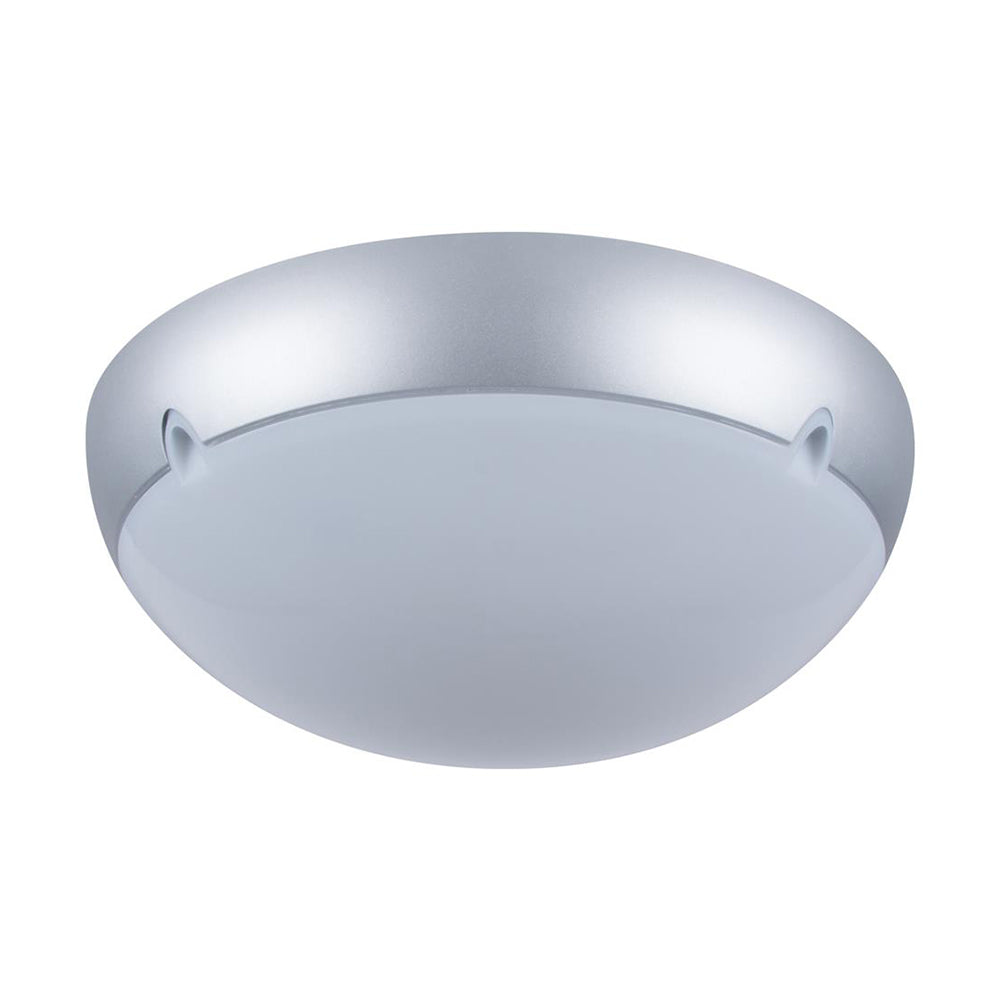 Polydome Outdoor Close To Ceiling 2 Lights W425mm Silver Polycarbonate - 18653