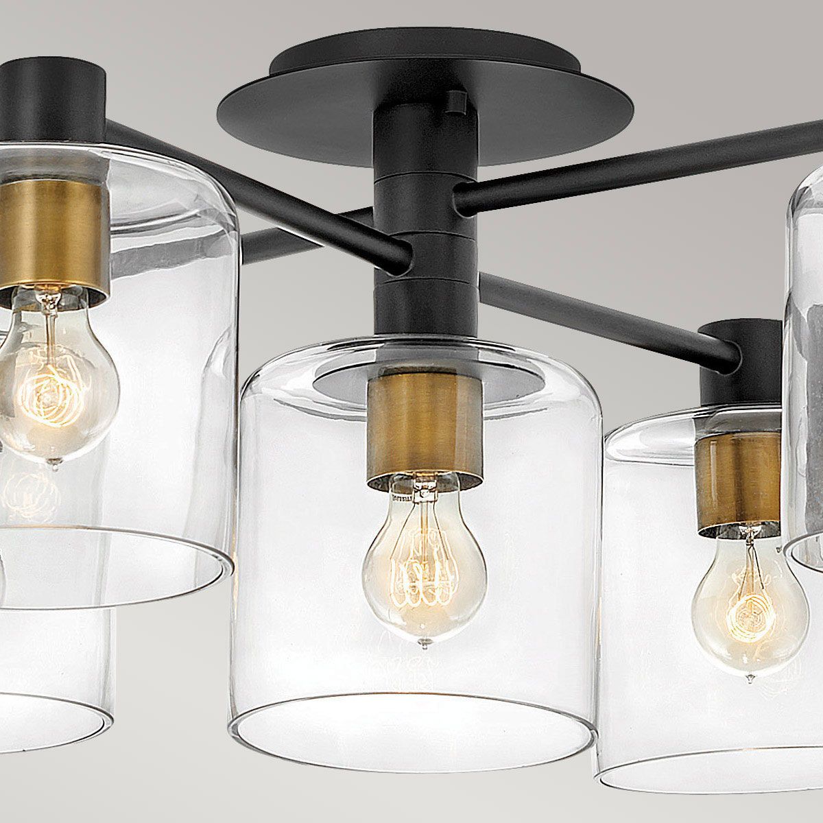 Axel 7 Light Semi flush Mount Light Black & Clear - QN-AXEL7-BK