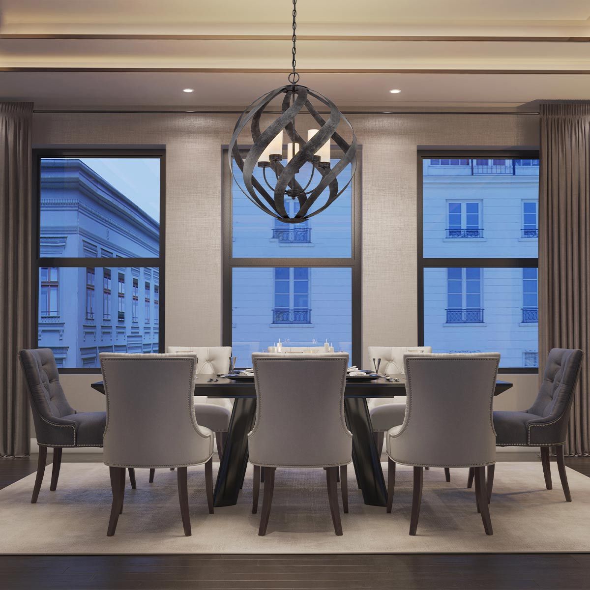 Blacksmith 5 Light Ceiling Lanterns Old Black & Opal - QN-BLACKSMITH-5P-OBK