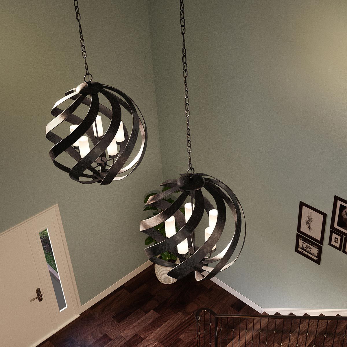 Blacksmith 5 Light Ceiling Lanterns Old Black & Opal - QN-BLACKSMITH-5P-OBK