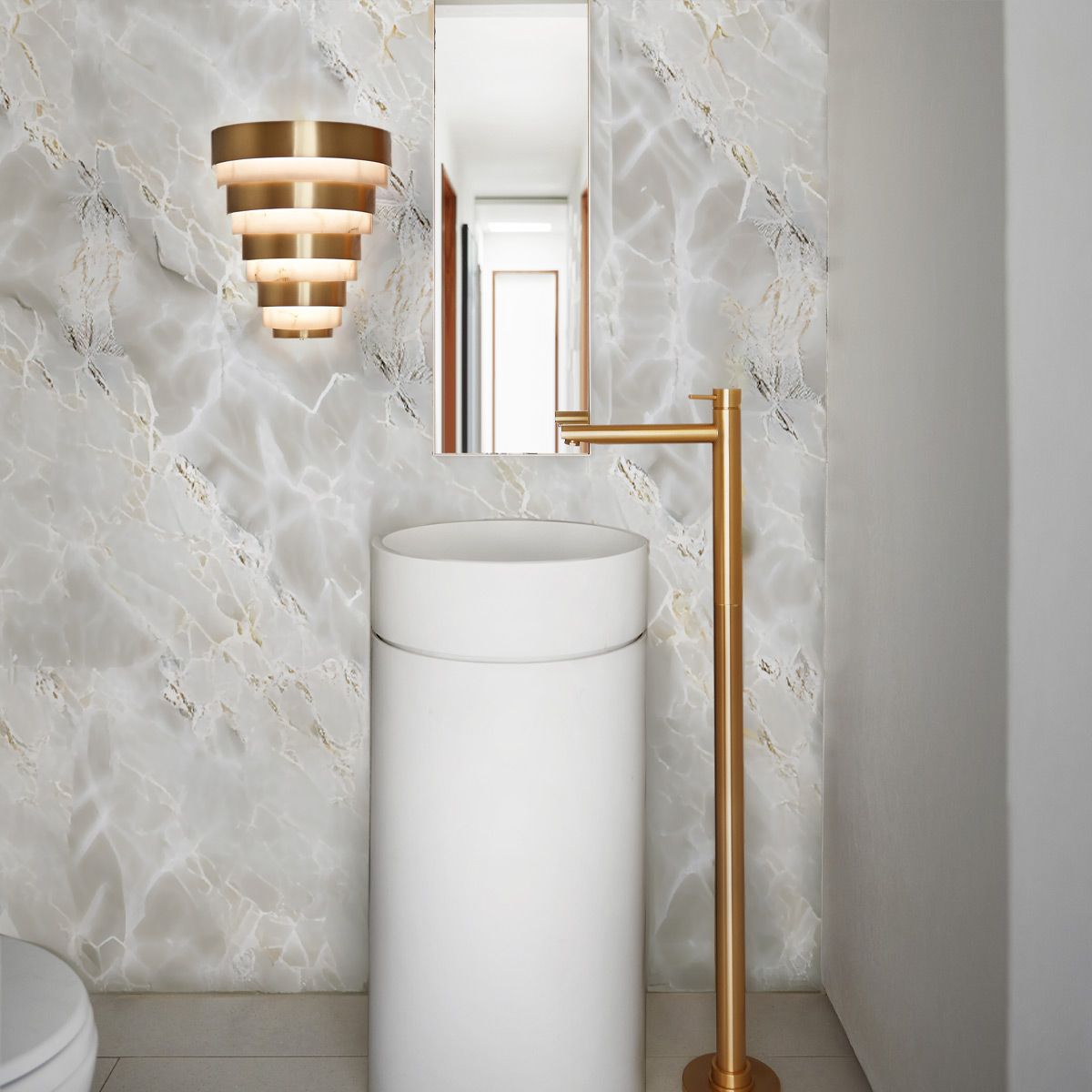 Echelon LED Wall Light 12W 3000K Heritage Brass or Alabaster - QN-ECHELON-W