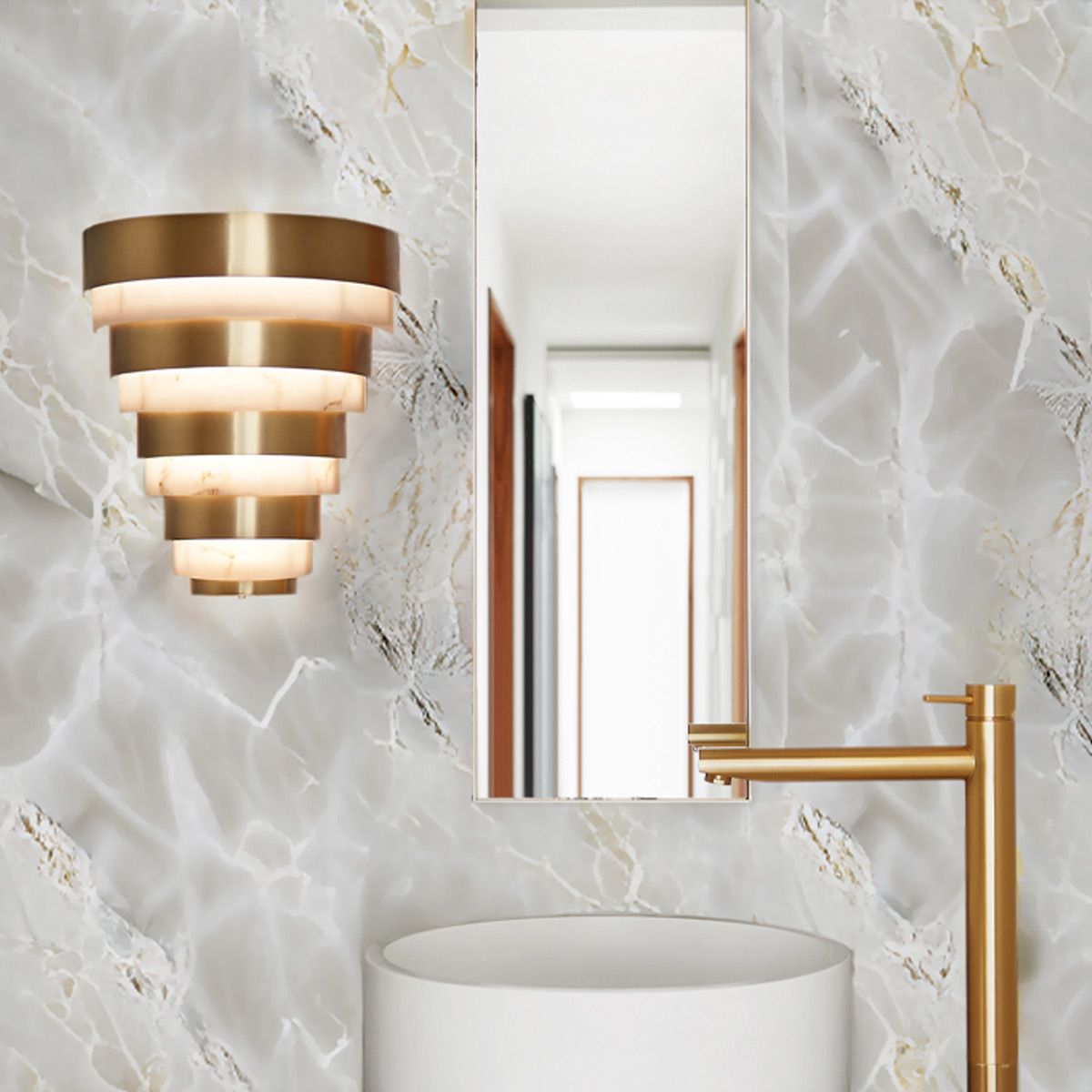 Echelon LED Wall Light 12W 3000K Heritage Brass or Alabaster - QN-ECHELON-W