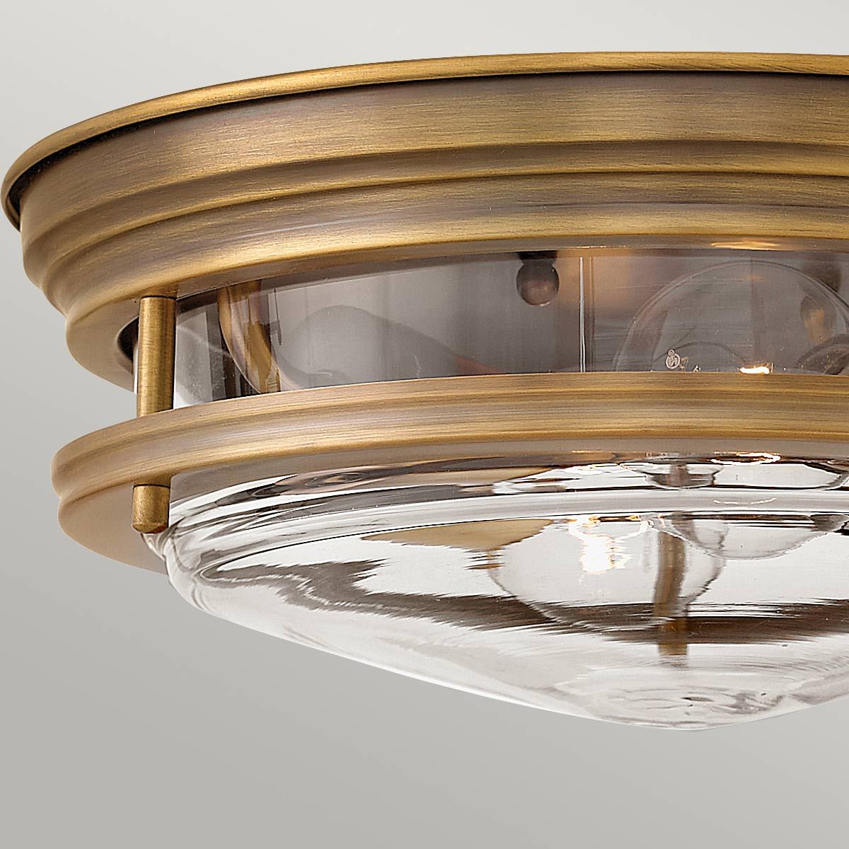 Hadrian Ceiling Flush 2 Light Brushed Bronze & Clear - QN-HADRIAN-FS-BR-CLEAR