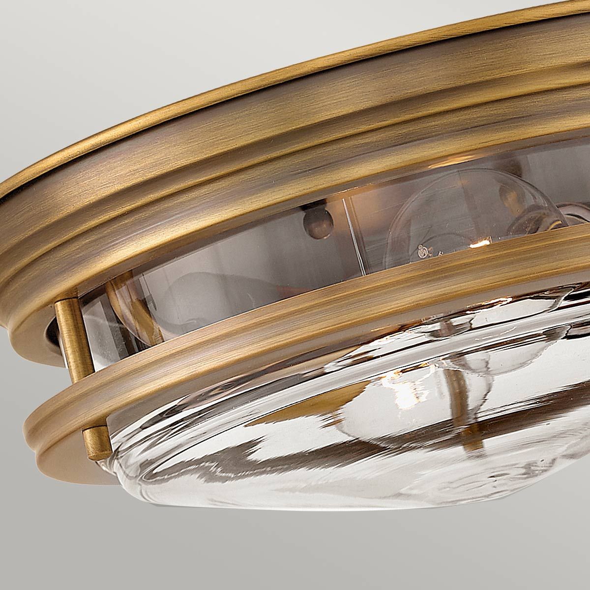 Hadrian Ceiling Flush 2 Light Brushed Bronze & Clear - QN-HADRIAN-FS-BR-CLEAR