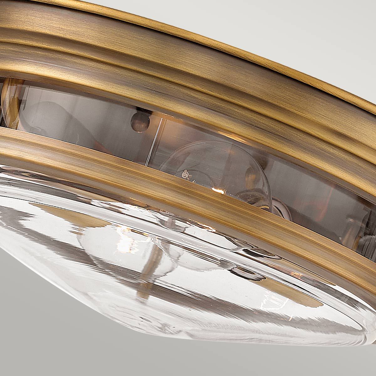 Hadrian Ceiling Flush 2 Light Brushed Bronze & Clear - QN-HADRIAN-FS-BR-CLEAR
