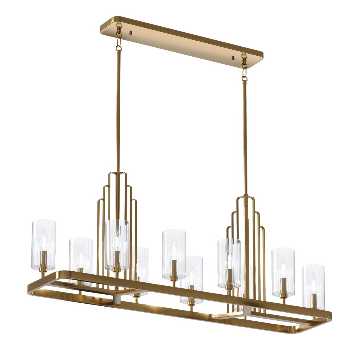 Kimrose 10 Light Pendant Brushed Natural Brass - QN-KIMROSE10-BNB