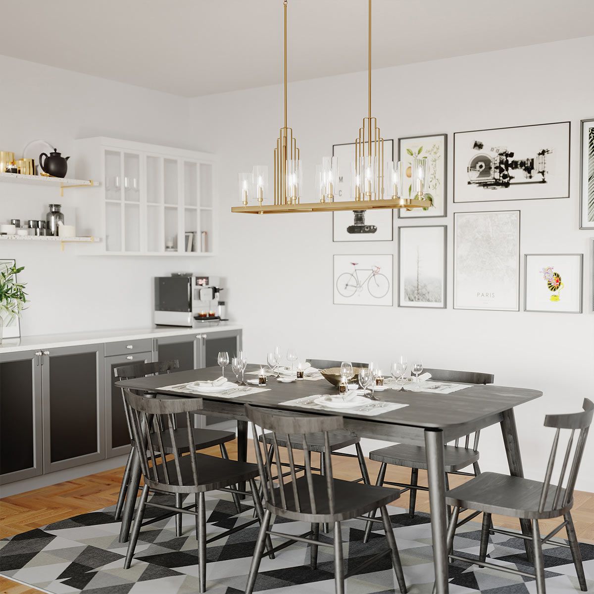 Kimrose 10 Light Pendant Brushed Natural Brass - QN-KIMROSE10-BNB