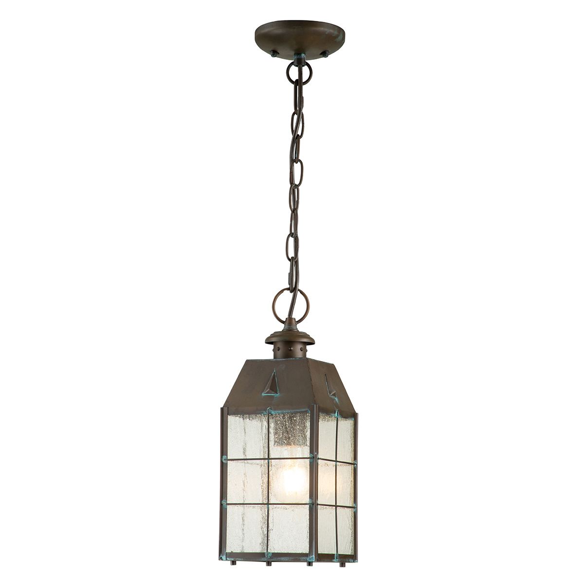 Nantucket Medium 1 Light Chain Lantern Aged Brass & Clear - QN-NANTUCKET8-M-AS