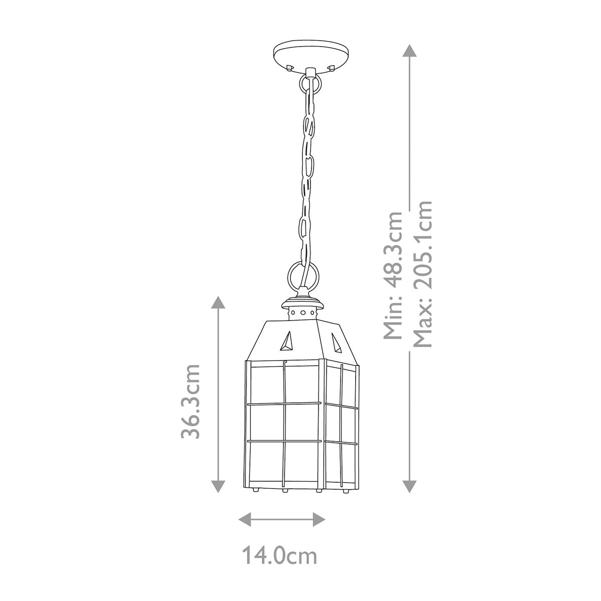 Nantucket Medium 1 Light Chain Lantern Aged Brass & Clear - QN-NANTUCKET8-M-AS