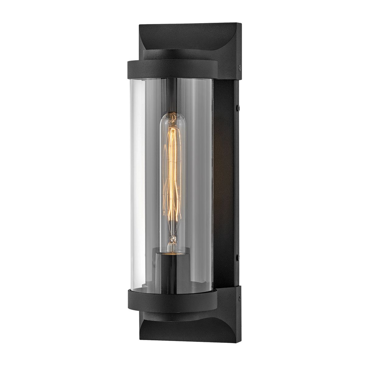 Pearson Wall Lantern Textured Black & Clear - QN-PEARSON-M-TK