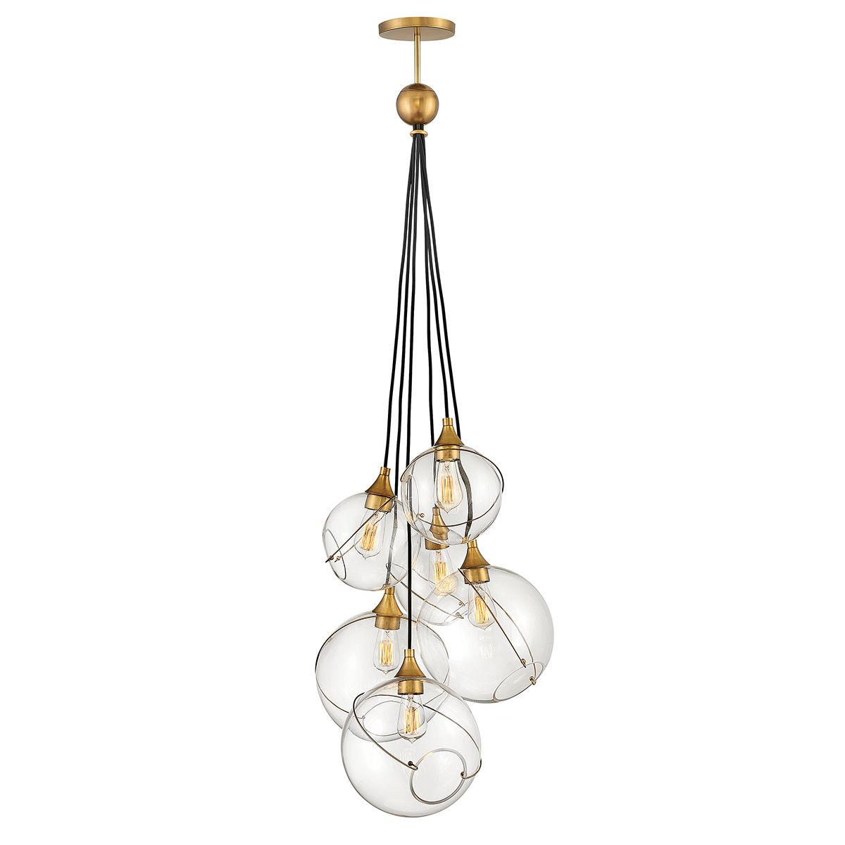 Skye 6 Light Pendant Heritage Brass or Clear - QN-SKYE-6P