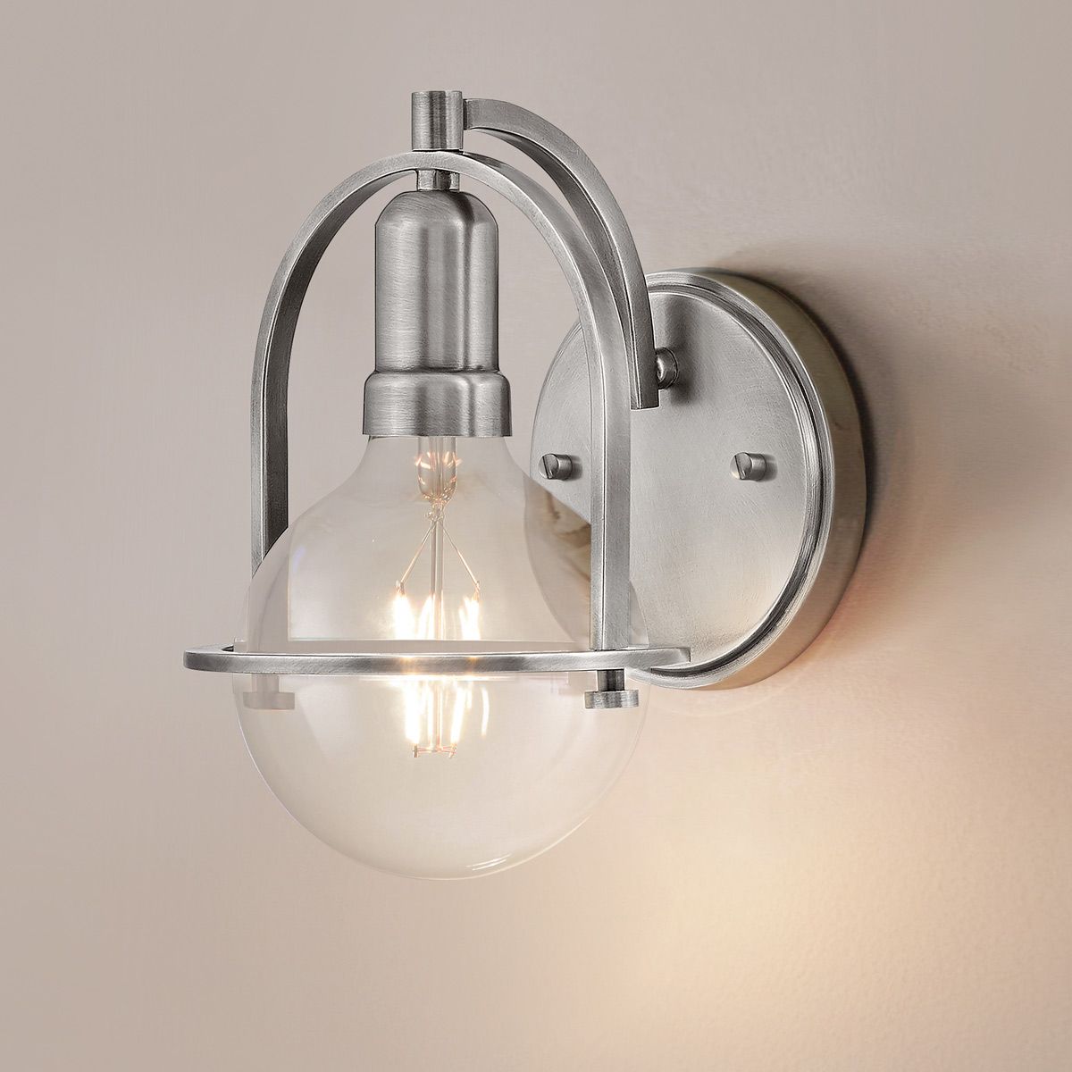 Somerset Wall Light Brushed Nickel & Clear - QN-SOMERSET1-C-BN