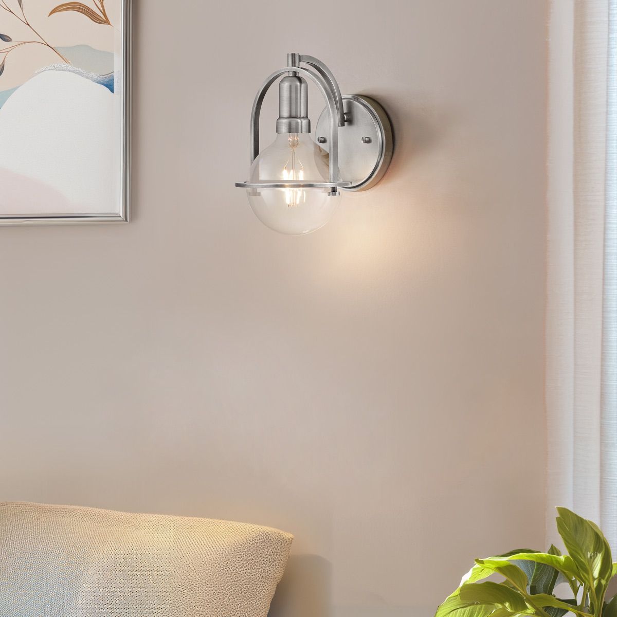 Somerset Wall Light Brushed Nickel & Clear - QN-SOMERSET1-C-BN