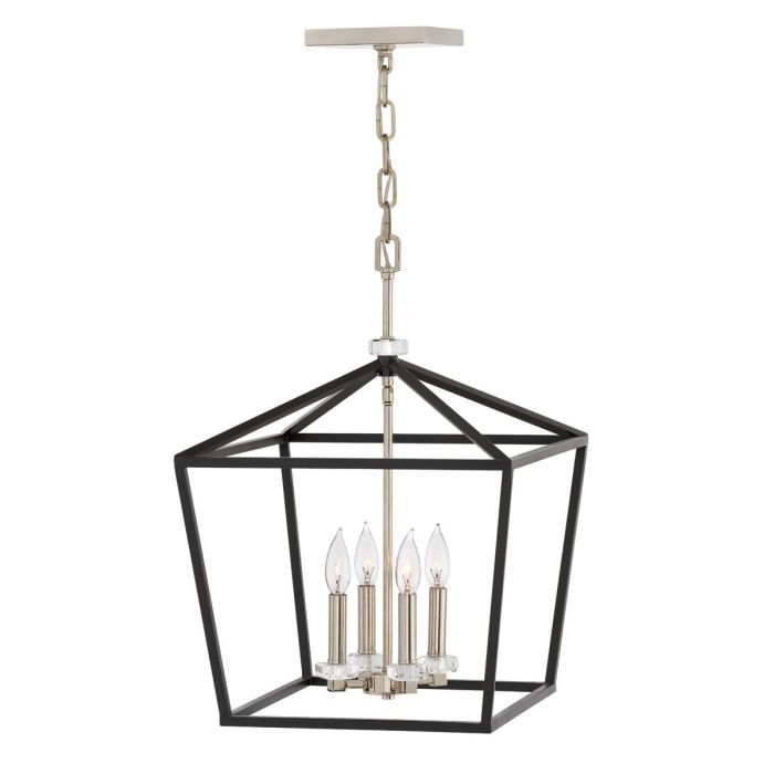 Stinson Large Pendant 4 Light Black & Polished Nickel - QN-STINSON-4P-L-BK