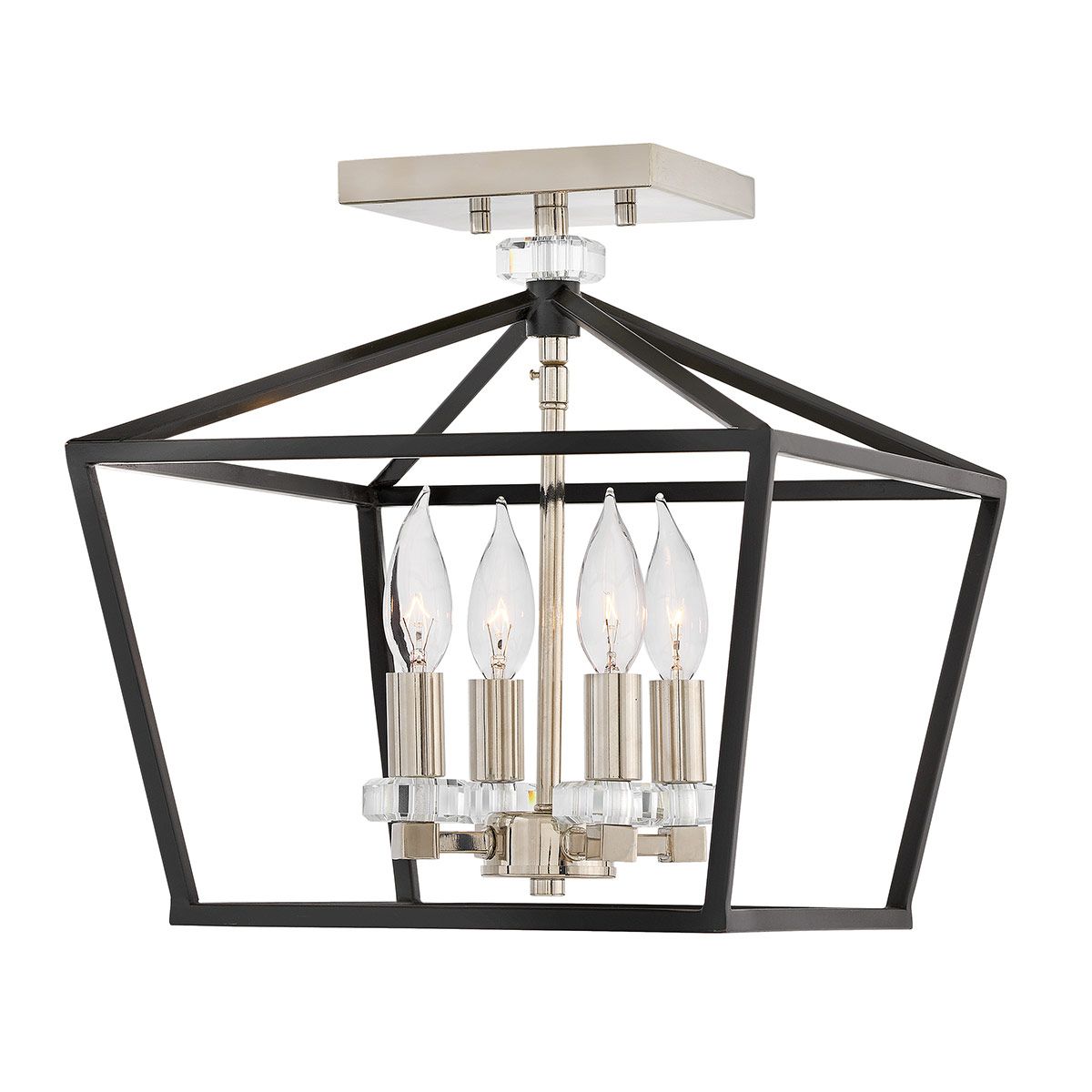 Stinson Medium Pendant 4 Light Black & Polished Nickel - QN-STINSON-4P-M-BK