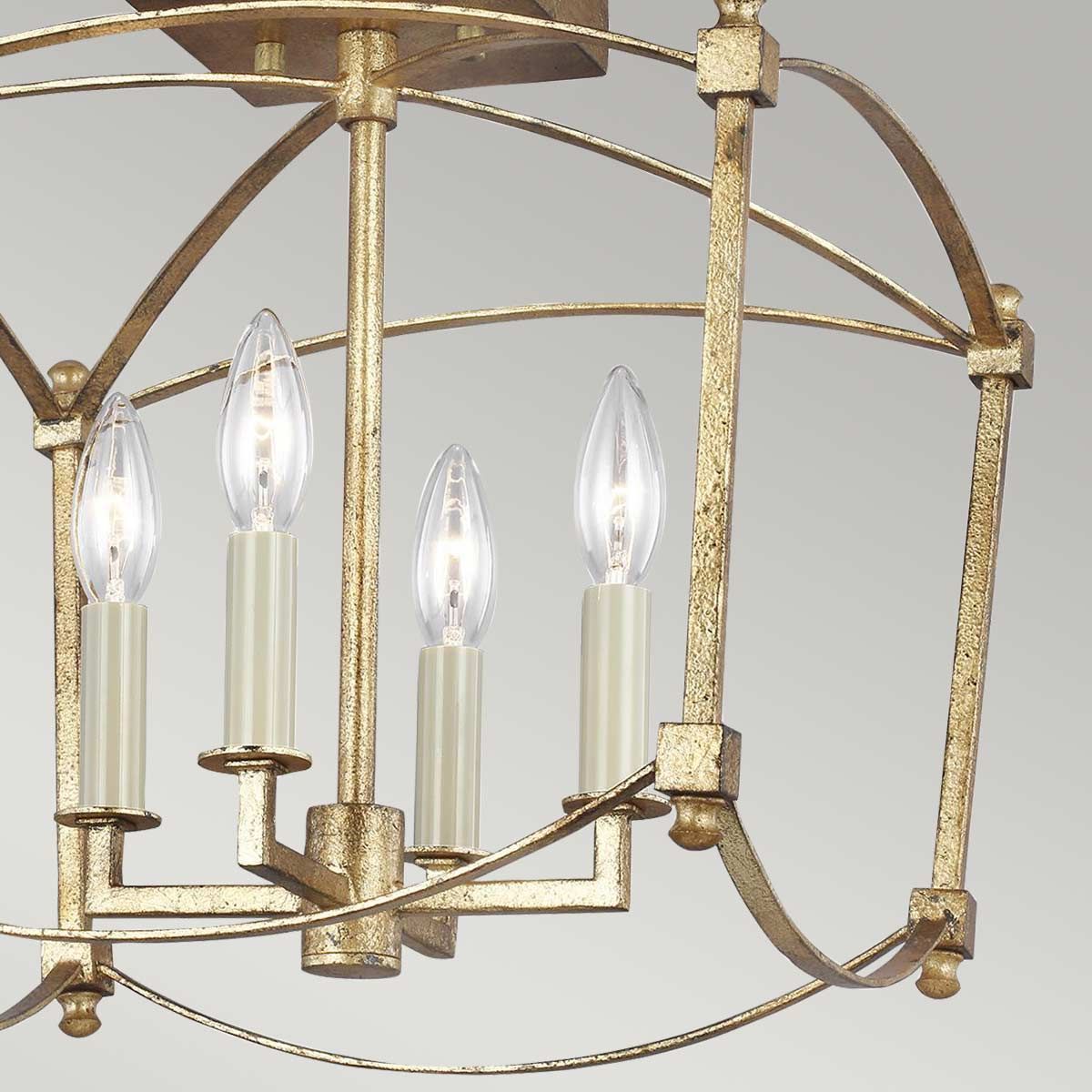 Thayer 4 Light Semi-Flush Mount Antique Gold - QN-THAYER-SF-ADB