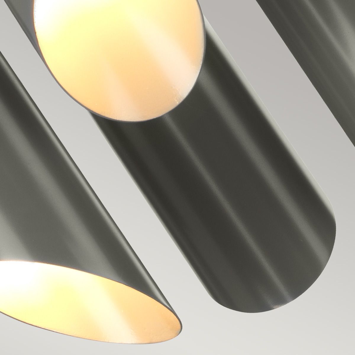 Quinto Mild Steel 6 Light Chandelier Dark Grey & Polished Nickel - QUINTO6-GPN