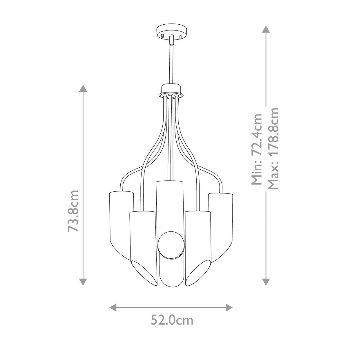 Quinto Mild Steel 6 Light Chandelier Aged Brass & White - QUINTO6-WAB