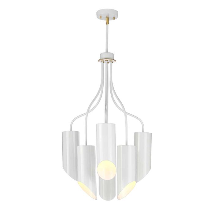 Quinto Mild Steel 6 Light Chandelier Aged Brass & White - QUINTO6-WAB