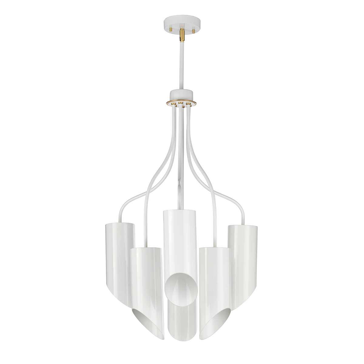 Quinto Mild Steel 6 Light Chandelier Aged Brass & White - QUINTO6-WAB