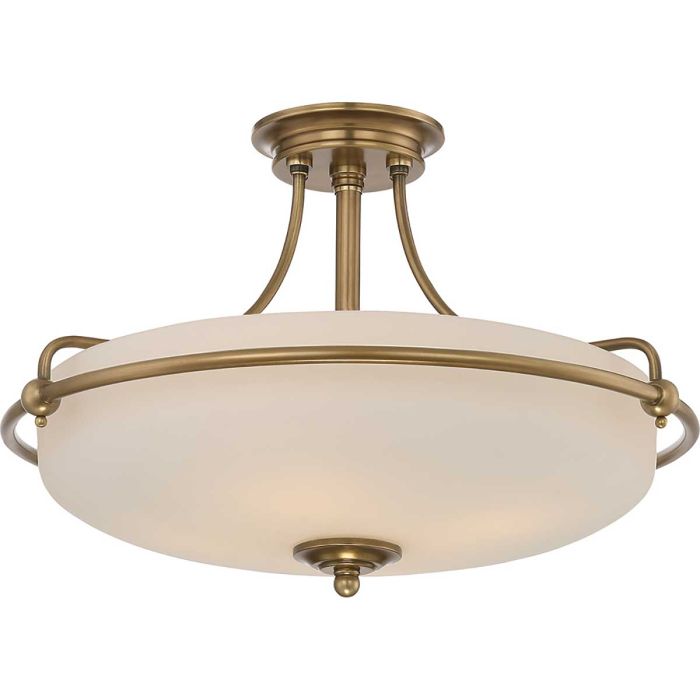 Griffin 4 Light Semi Flush Mount Light Weathered Brass - QZ-GRIFFIN-SFM-WS
