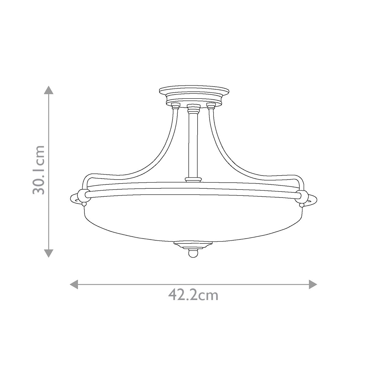 Griffin 3 Light Semi Flush Mount Light Weathered Brass - QZ-GRIFFIN-SFS-WS
