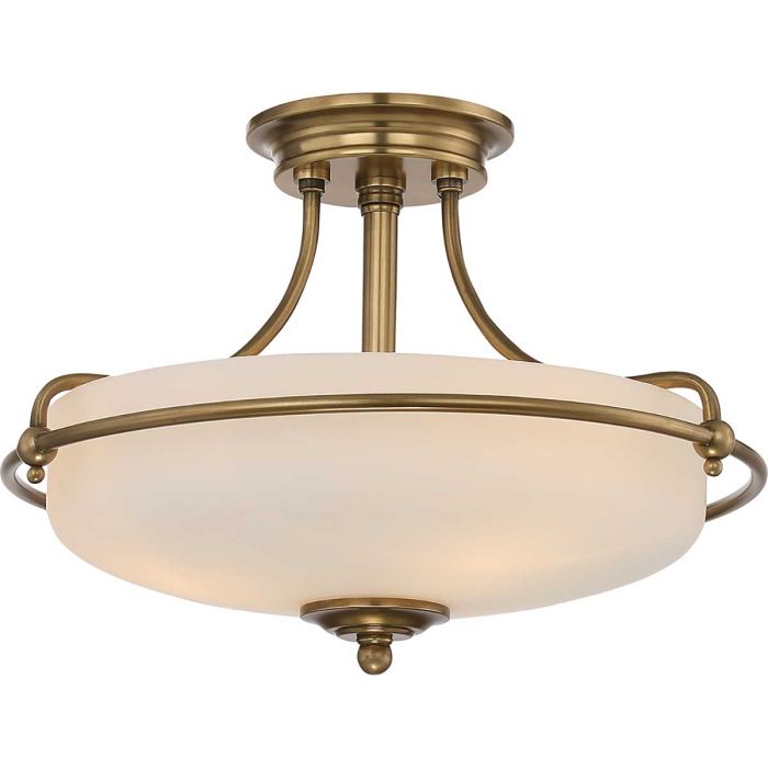 Griffin 3 Light Semi Flush Mount Light Weathered Brass - QZ-GRIFFIN-SFS-WS