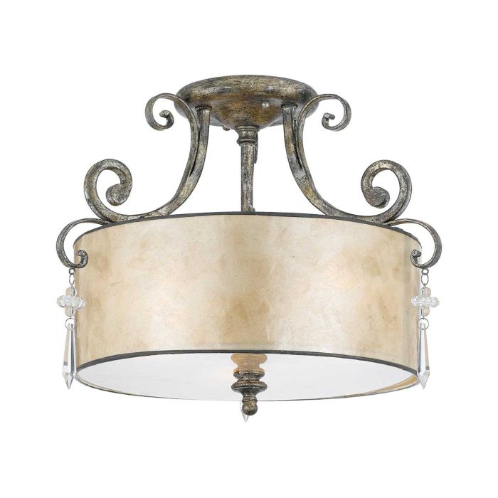 Kendra 3 Light Semi Flush Mount Light Mottled Silver - QZ-KENDRA-SF