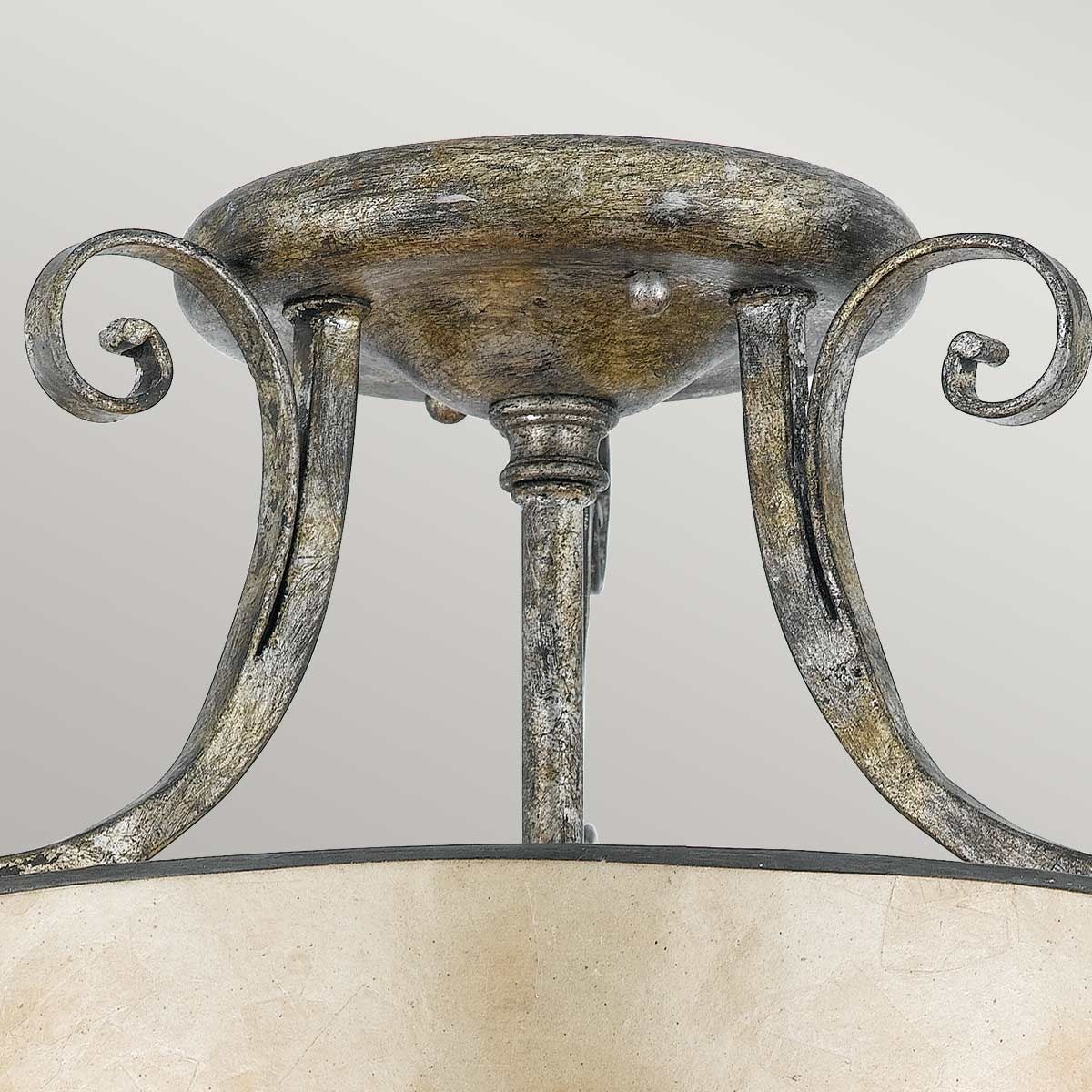 Kendra 3 Light Semi Flush Mount Light Mottled Silver - QZ-KENDRA-SF