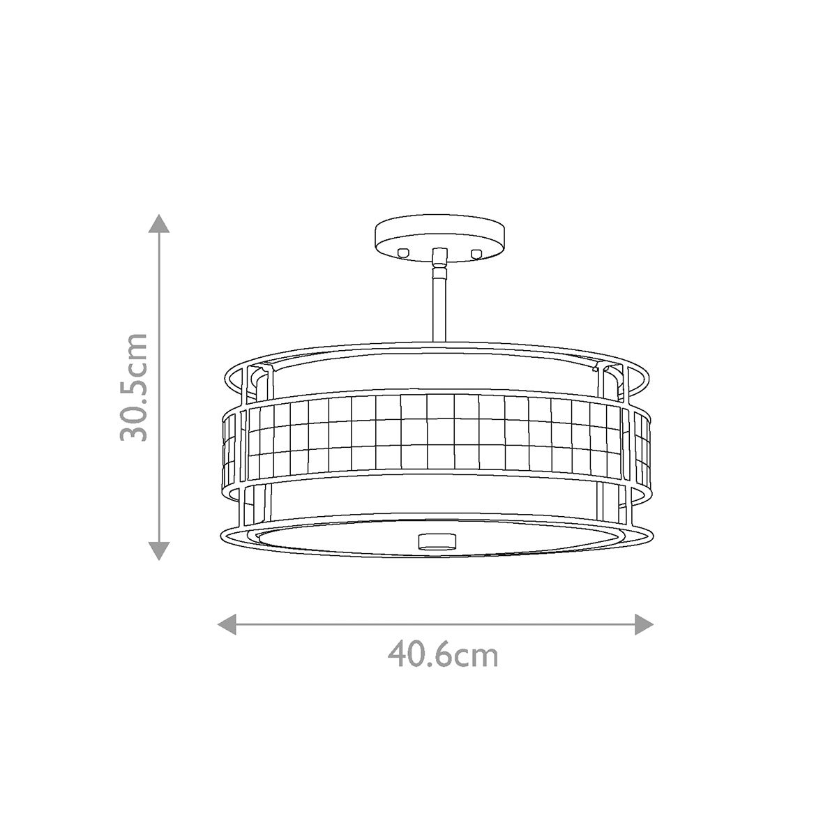 Laguna 3 Light Semi Flush Mount Light Renaissance Copper - QZ-LAGUNA-SF