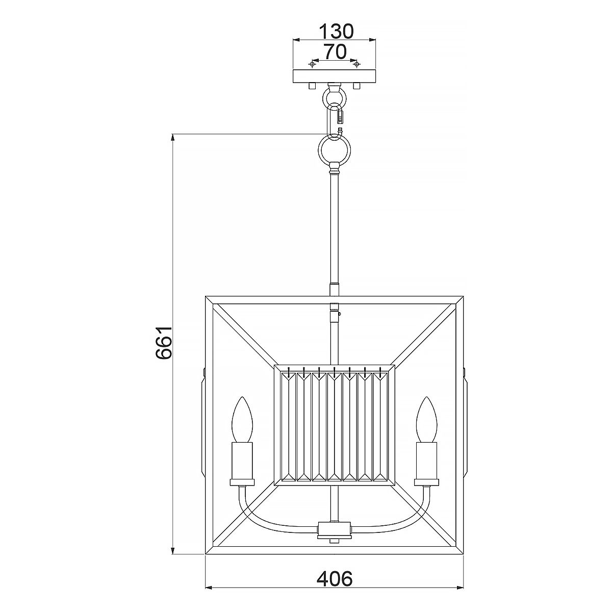 Lakeside 4 Light Square Pendant Vintage Gold - QZ-LAKESIDE4-P-B