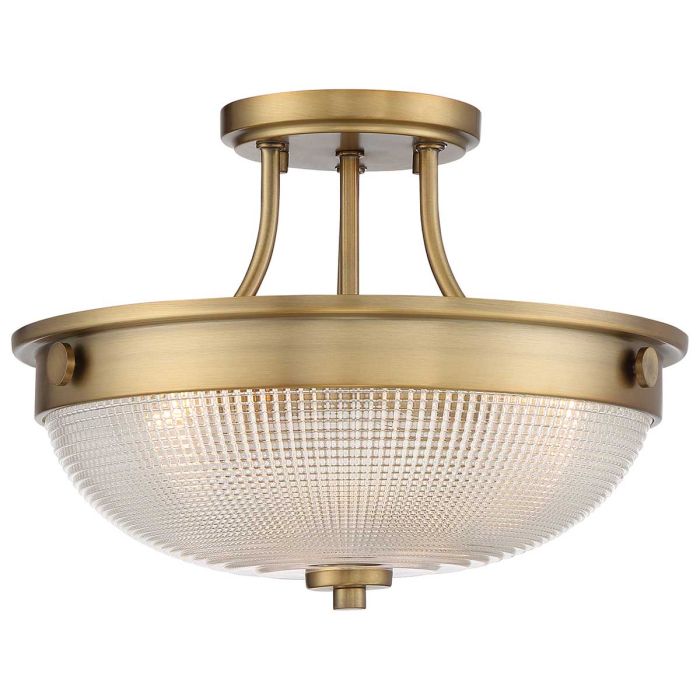 Mantle 2 Light Semi Flush Mount Light Weathered Brass - QZ-MANTLE-SF-WS
