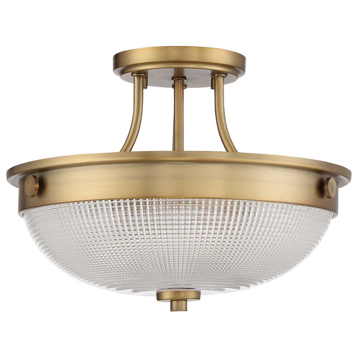 Mantle 2 Light Semi Flush Mount Light Weathered Brass - QZ-MANTLE-SF-WS