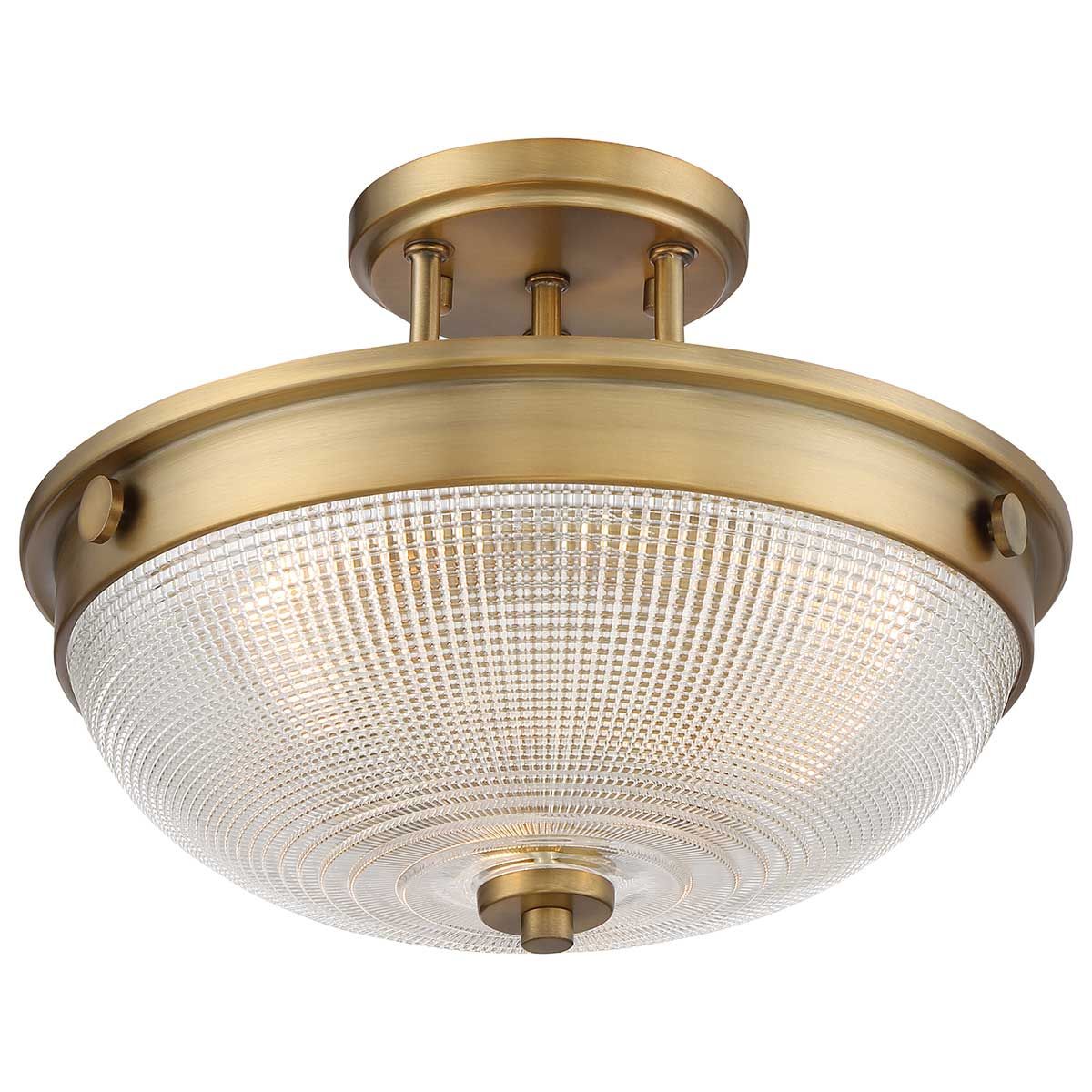 Mantle 2 Light Semi Flush Mount Light Weathered Brass - QZ-MANTLE-SF-WS