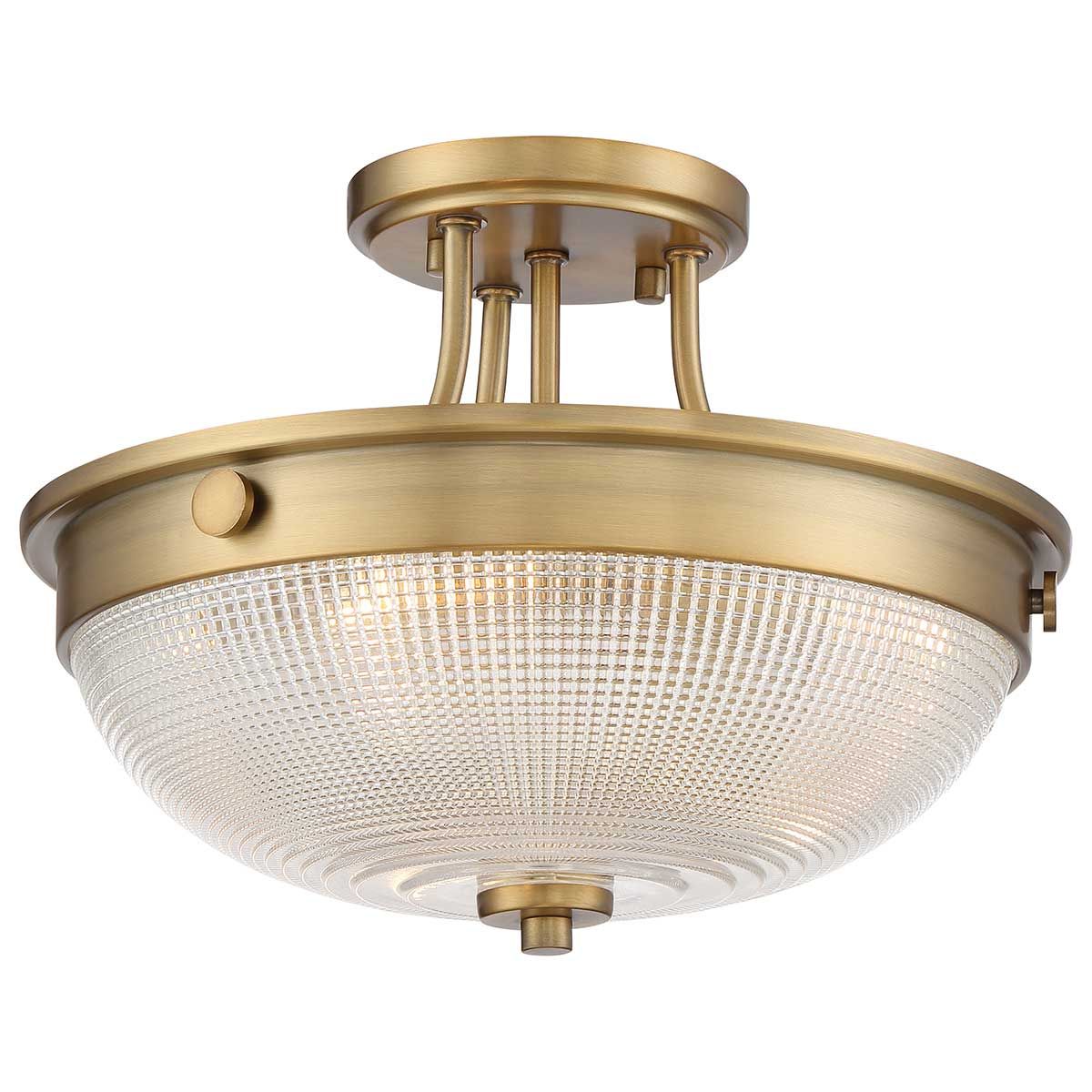 Mantle 2 Light Semi Flush Mount Light Weathered Brass - QZ-MANTLE-SF-WS