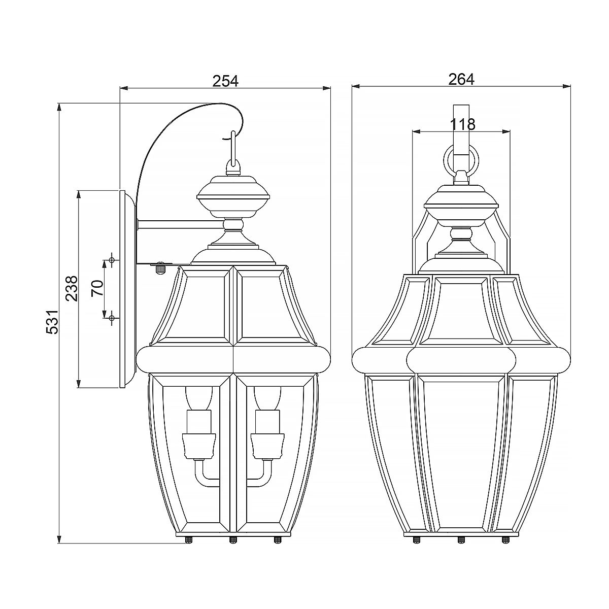 Newbury 2 Light Large Wall Lantern Lacquered Aged Copper - QZ-NEWBURY2-L-AC
