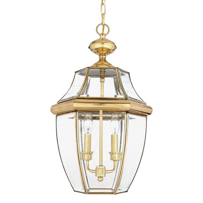 Newbury 2 Light Large Chain Lantern Lacquered Polished Brass - QZ-NEWBURY8-L-PB