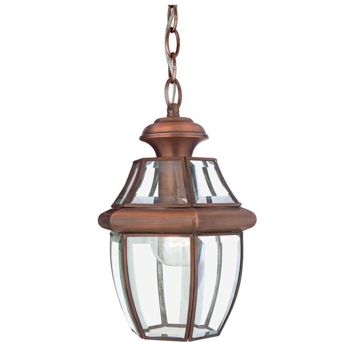 Newbury 1 Light Medium Chain Lantern Lacquered Aged Copper - QZ-NEWBURY8-M-AC