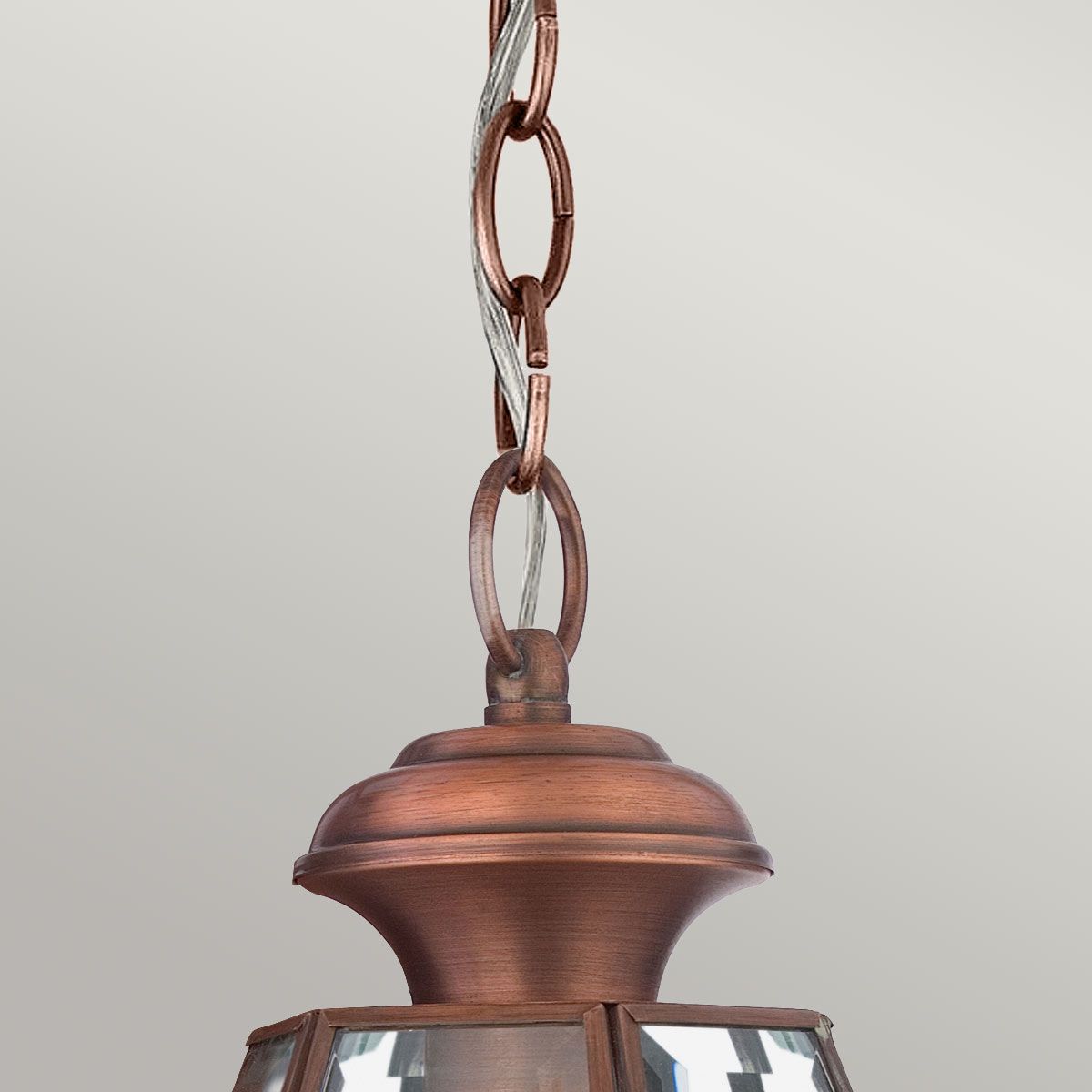 Newbury 1 Light Medium Chain Lantern Lacquered Aged Copper - QZ-NEWBURY8-M-AC