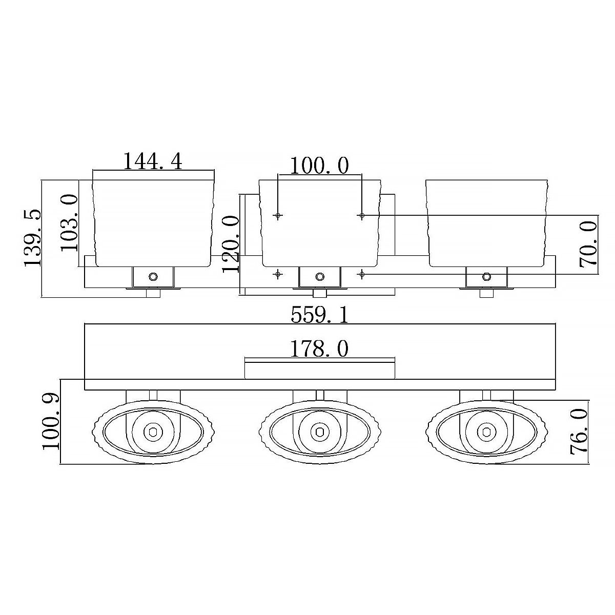 Seaview 3 Light Above Mirror Light Polished Chrome - QZ-SEAVIEW3-BATH