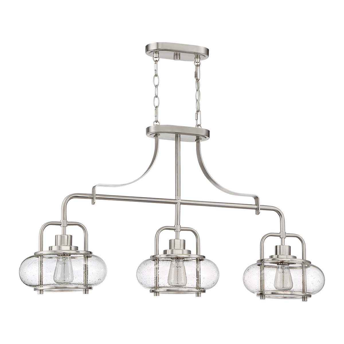 Trilogy 3 Light Pendant Brushed Nickel - QZ-TRILOGY-ISLE-BN