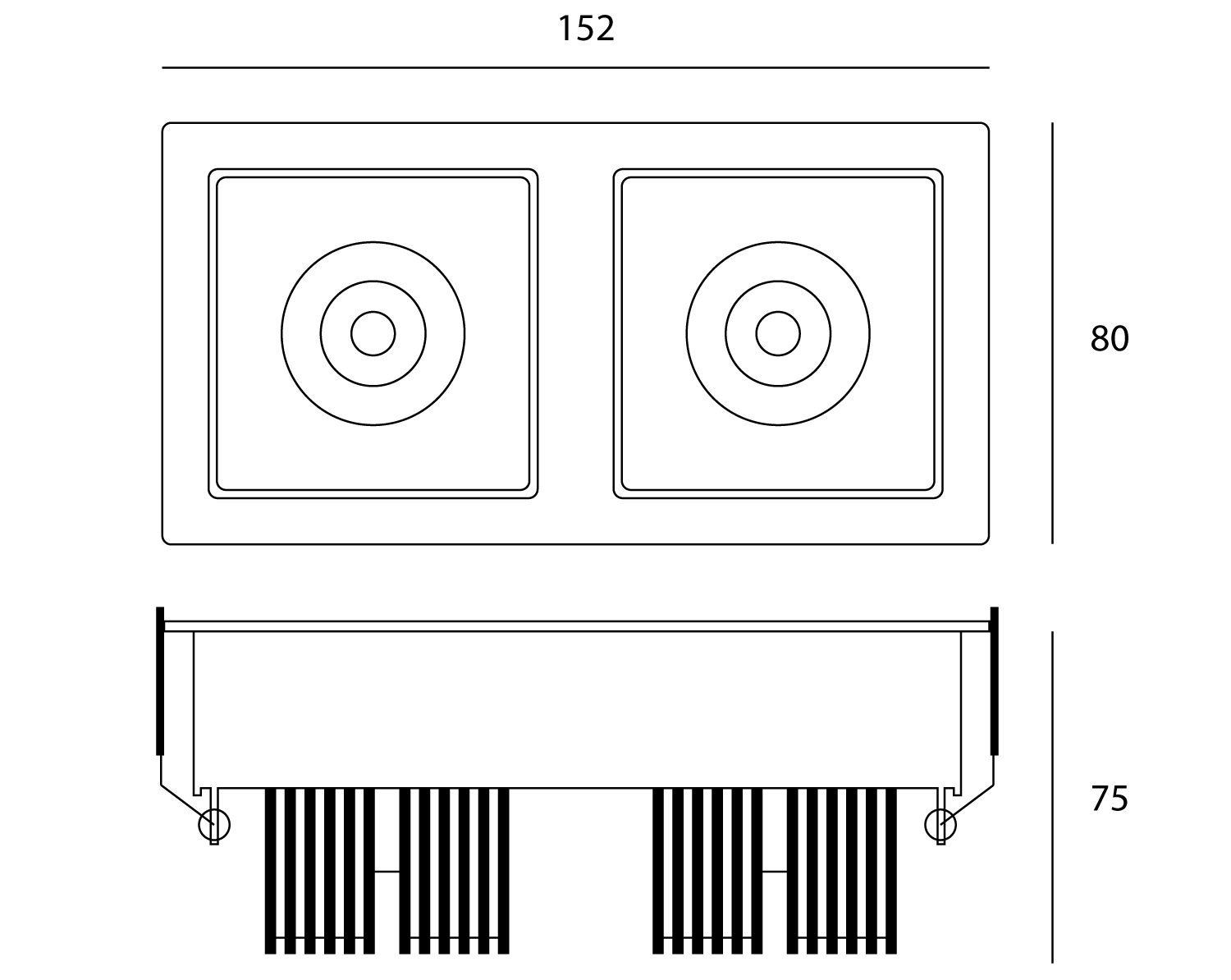 Rubic LED 2 Rectangular Downlight 12W 3000K White - SI RUBIC/2/WH