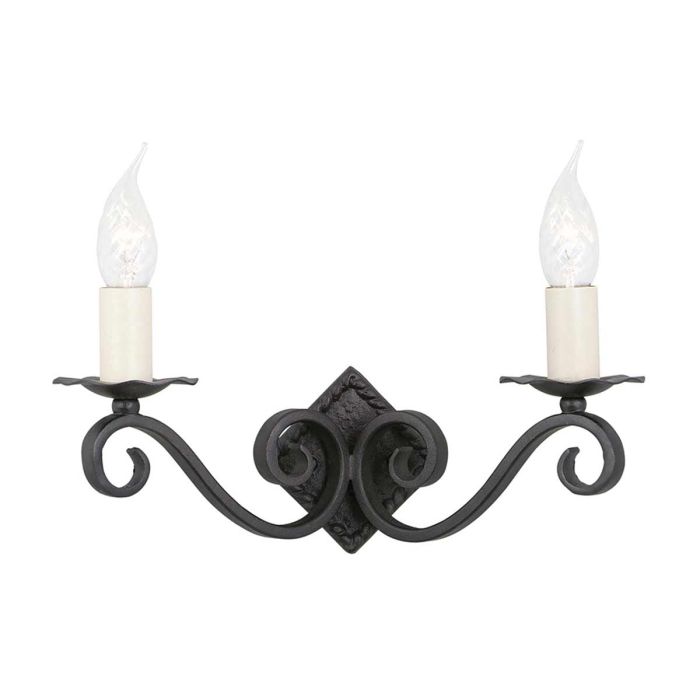 Rectory 330mm 2 Light Wall Light Black - RY2A-BLACK