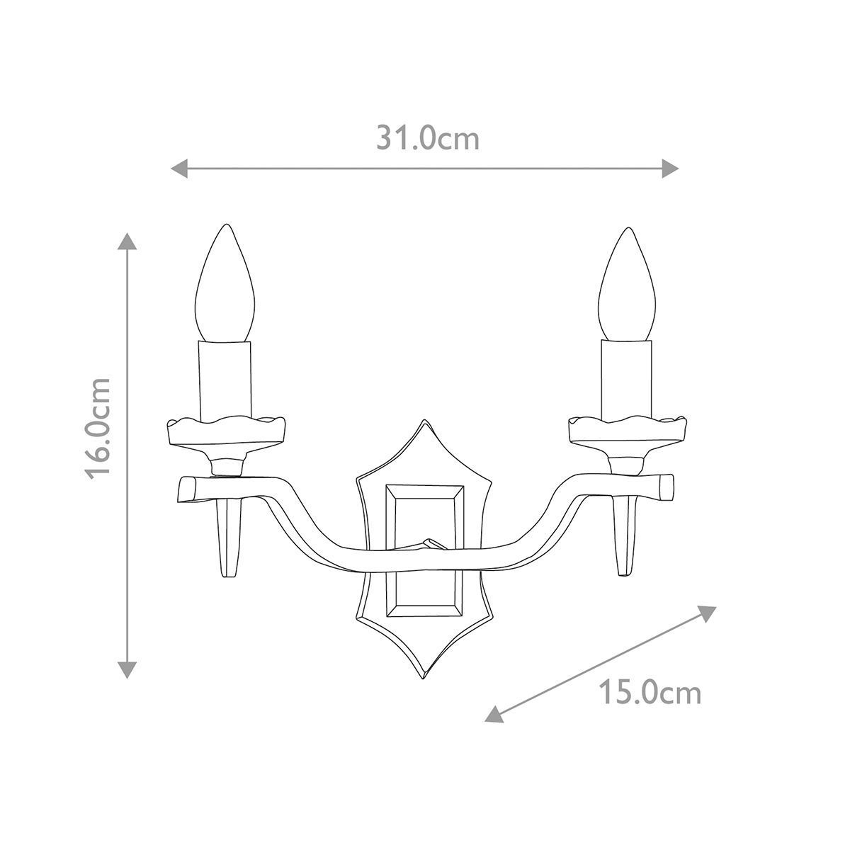 Rectory 310mm 2 Light Wall Light Black - RY2B-BLACK