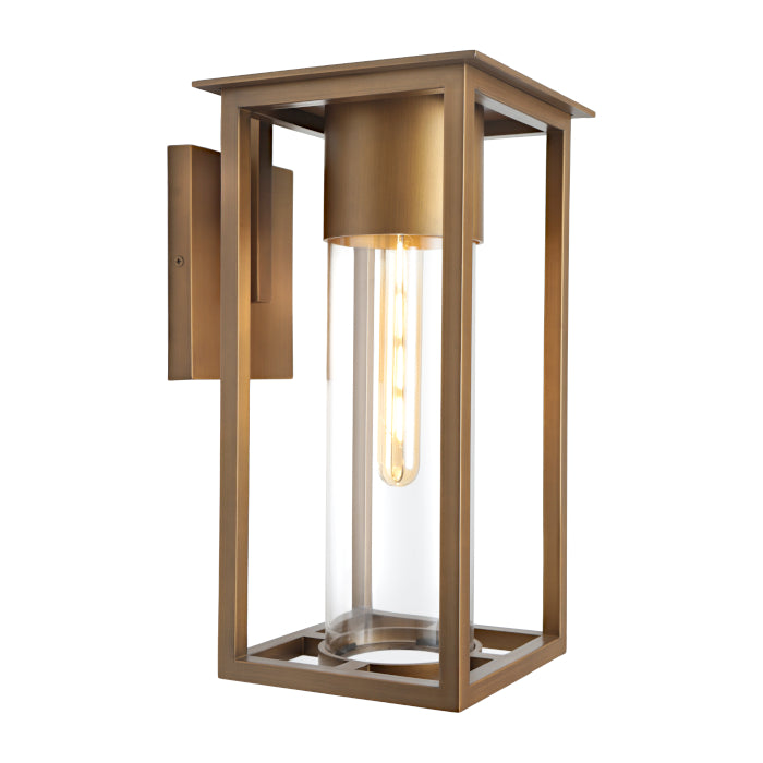 Ryde Exterior Wall Light Aged Brass & Clear - RYDE1EAGB