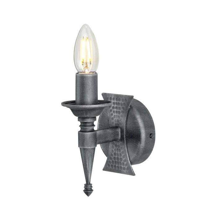 Saxon Steel Wall Light Black & Silver Patina - SAX1-BLK-SIL